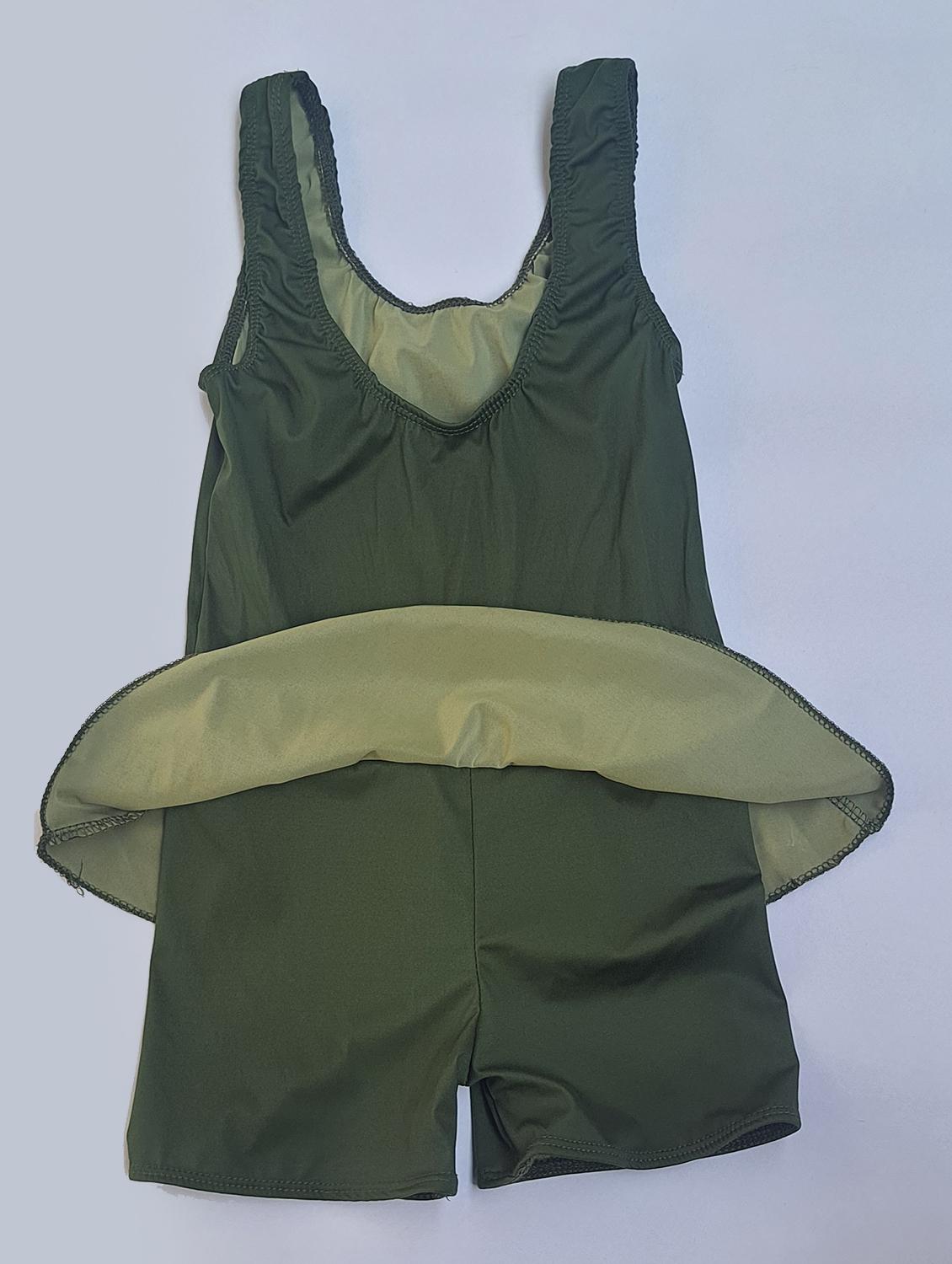 kids solid green detailed swimsuit - 20837356 -  Standard Image - 1