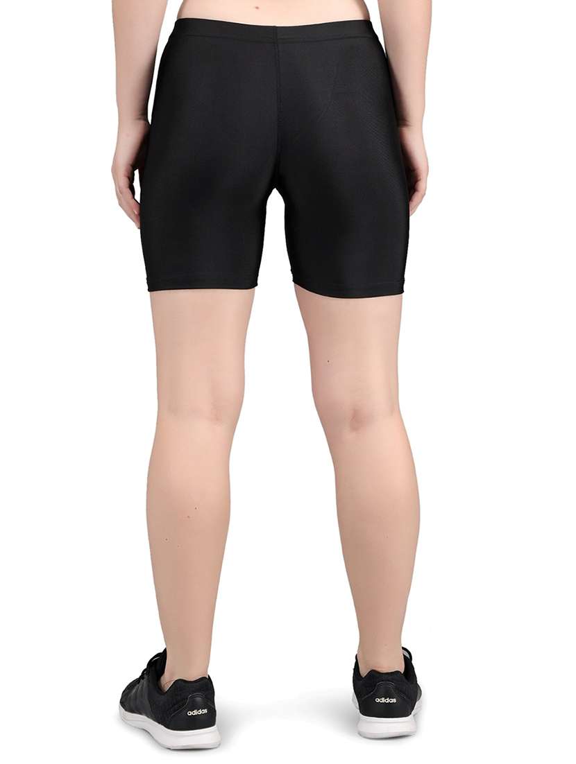 solid black lycra blend sports shorts - 20837553 -  Standard Image - 1