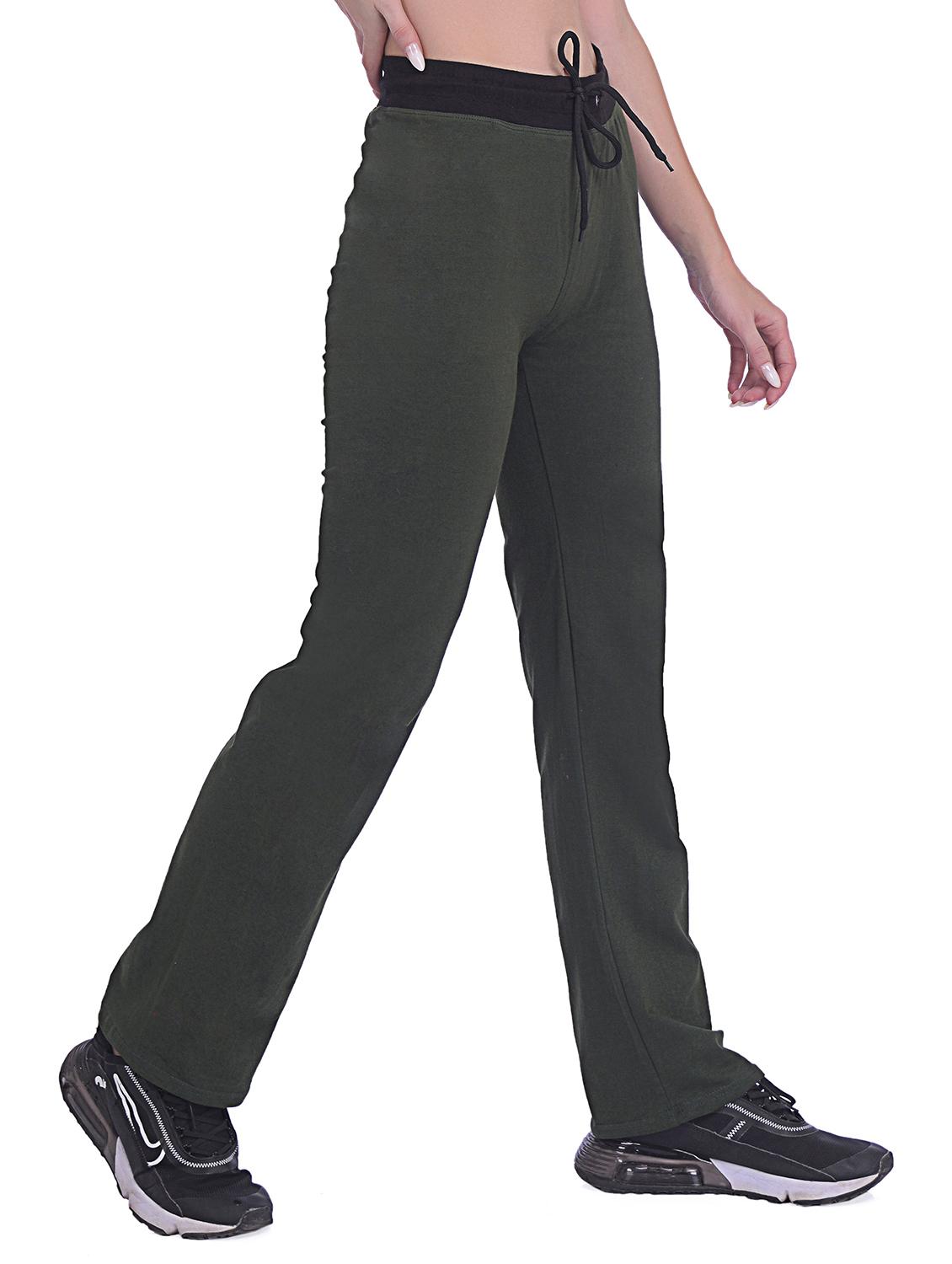 solid green cotton blend track pant - 20837647 - Standard Image - 1