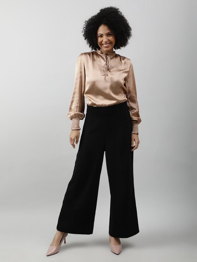 solid brown satin regular top - 20837653 - Standard Image - 4