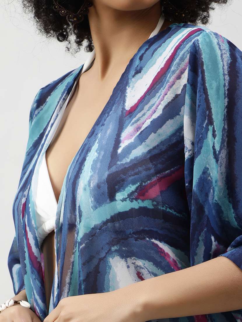 women blue printed regular shrug - 20837655 - Standard Image - 6