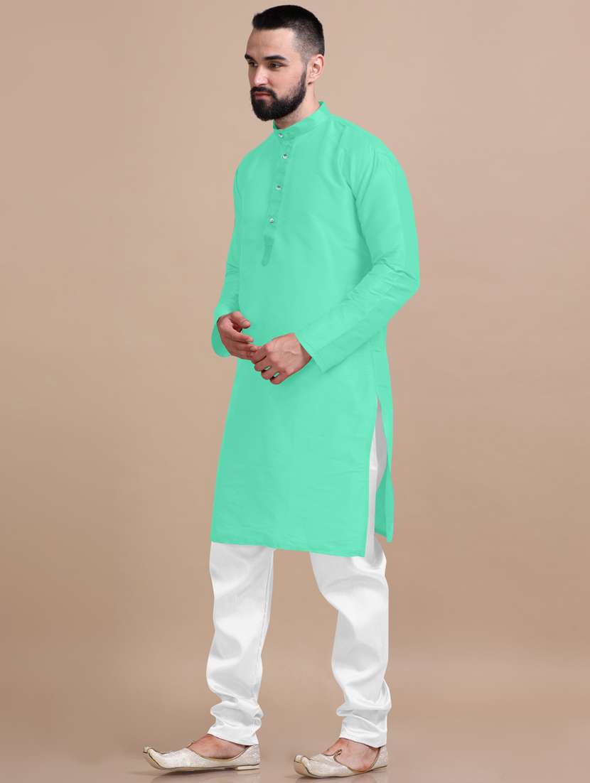 men solid long sleeve kurta pajama set - 20837677 -  Standard Image - 1