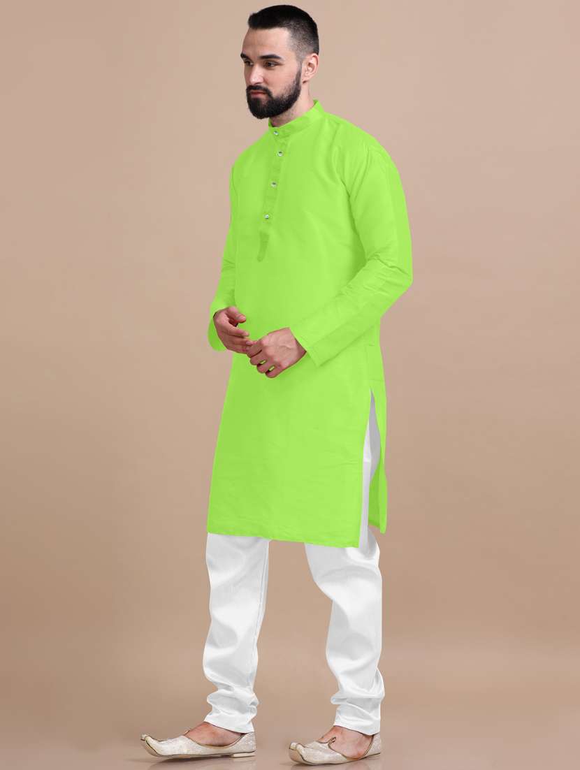 men solid long sleeve kurta pajama set - 20837683 -  Standard Image - 1