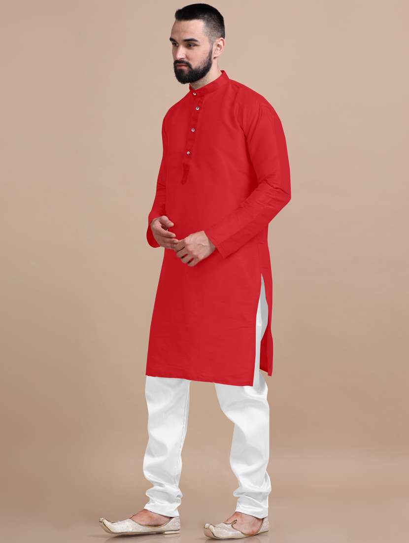 men solid long sleeve kurta pajama set - 20837686 -  Standard Image - 1