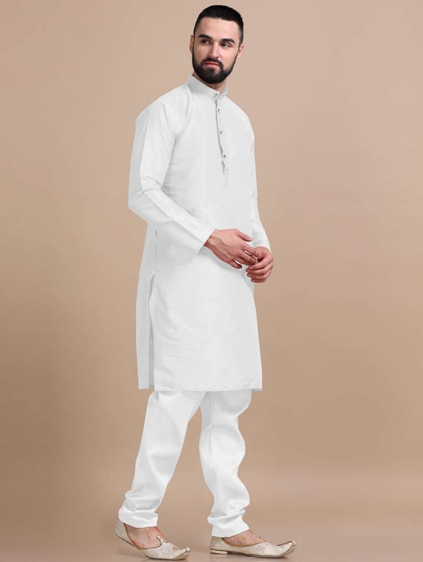 men solid long sleeve kurta pajama set - 20837687 - Standard Image - 1