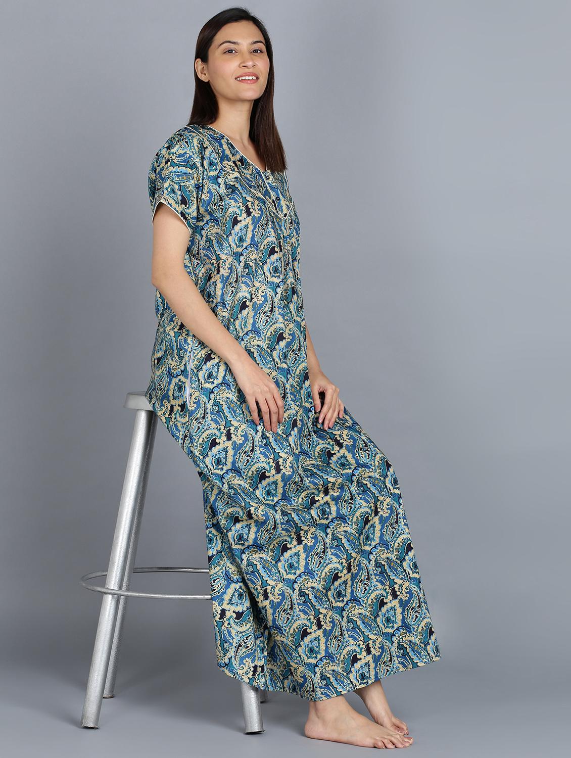 women printed round neck nighty - 20838125 - Standard Image - 1