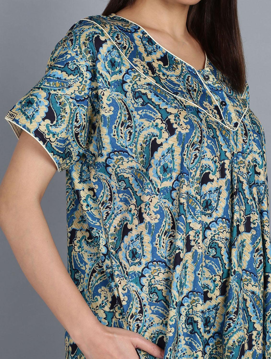 women printed round neck nighty - 20838125 - Standard Image - 6