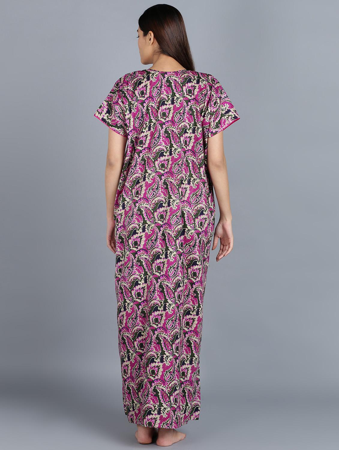women v neck printed nighty - 20838128 - Standard Image - 4