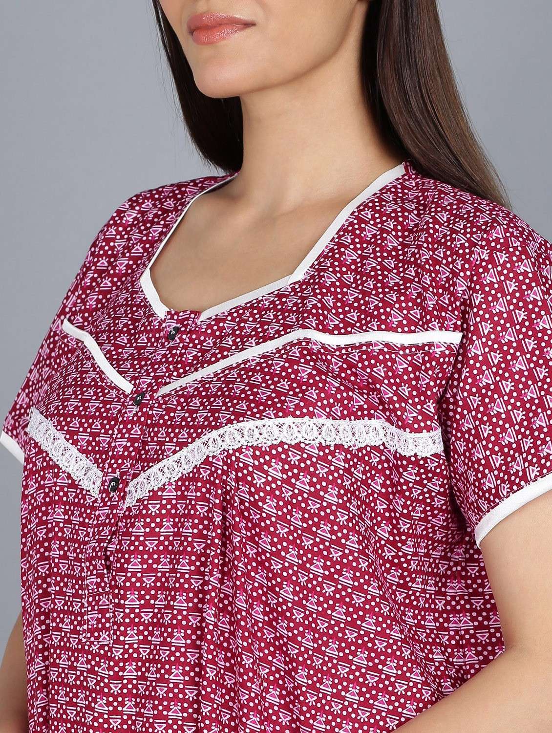 pink cotton printed nighty - 20838134 - Standard Image - 6