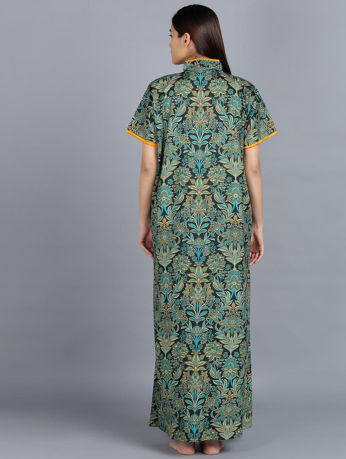 green cotton printed nighty - 20838135 - Standard Image - 4