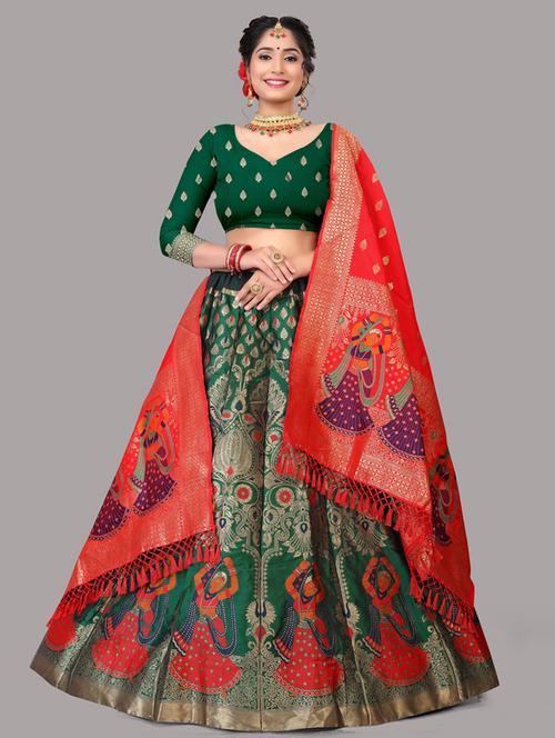 women banarasi silk lehenga choli with dupatta set - 20838151 -  Standard Image - 0