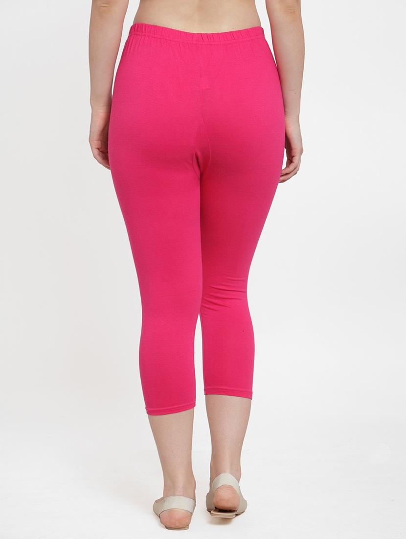 solid pink cotton lycra capri - 20838354 - Standard Image - 1