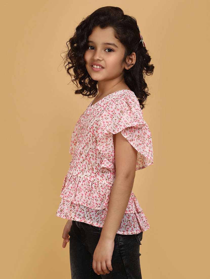girls v neck floral printed top - 20839381 -  Standard Image - 4