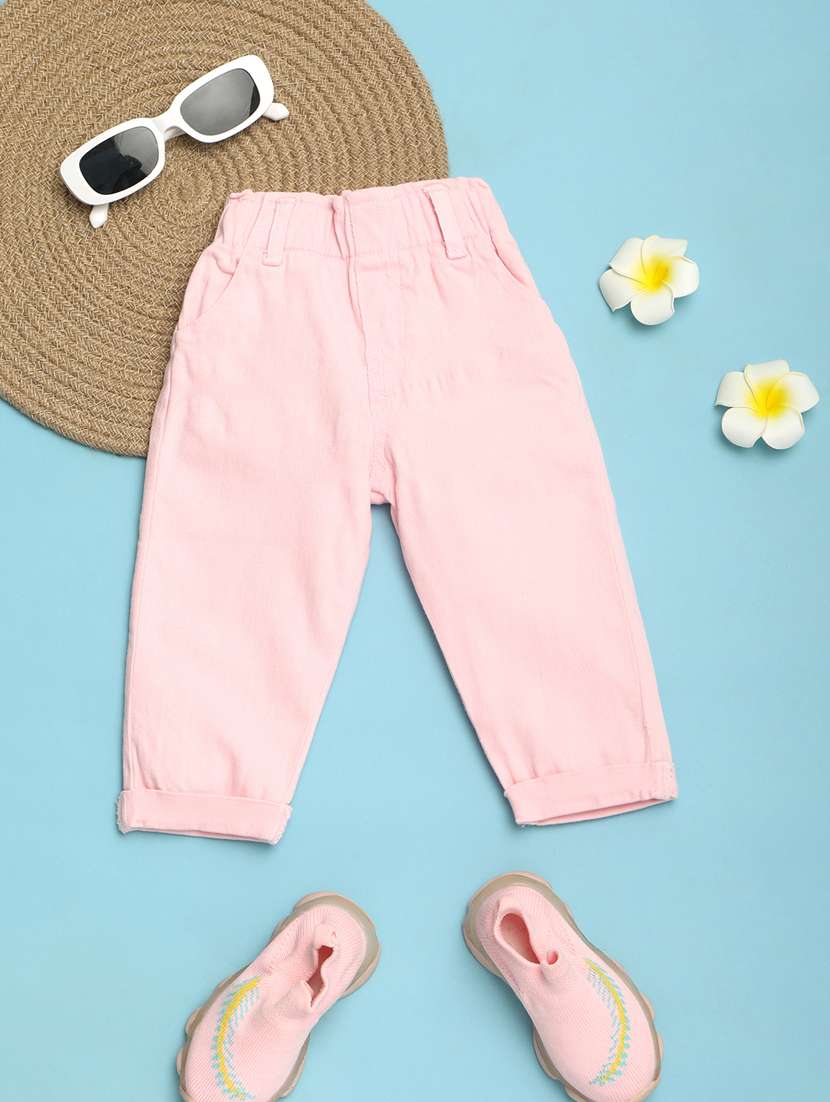 pink denim plain jeans