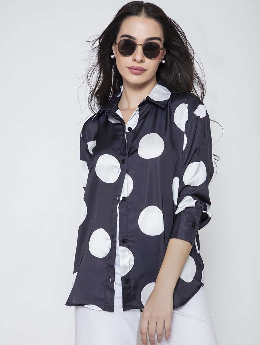 black satin oversized shirt - 20840453 - Zoom Image - 0