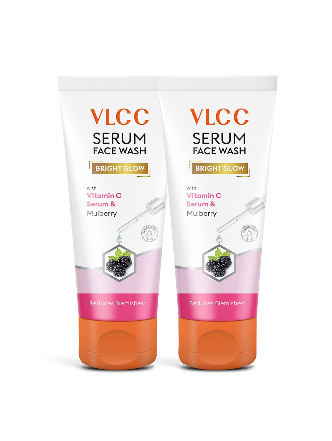 vlcc bright glow serum facewash with vitamin c serum & mulberry - 100ml  ( pack of 2 )