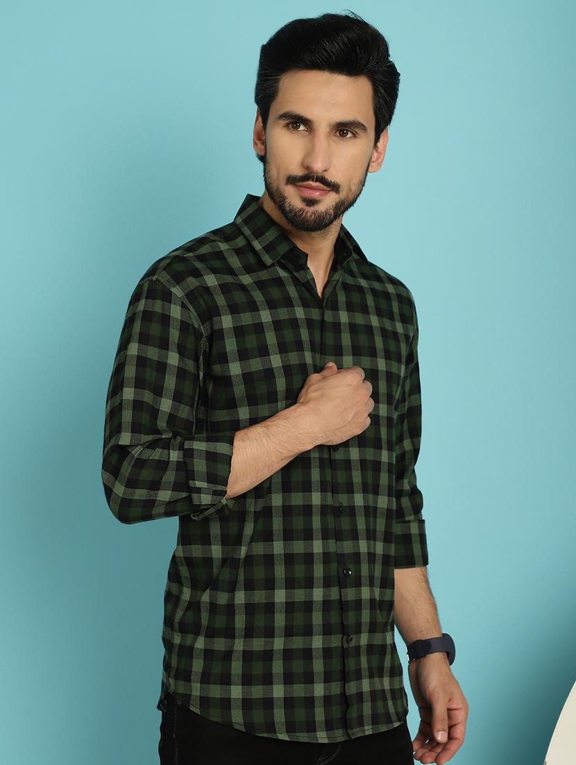 men green regular fit checkered casual shirt - 20840513 - Standard Image - 1