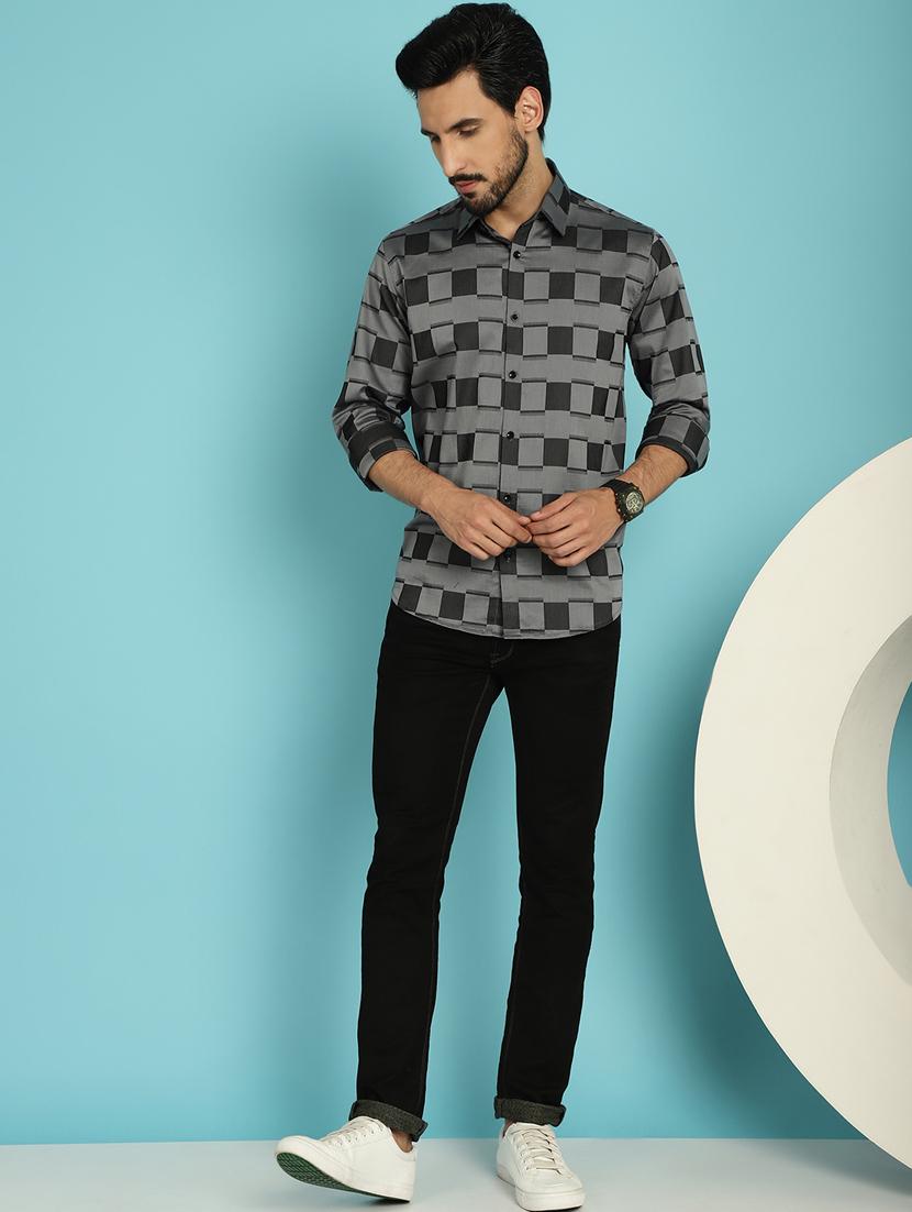 grey cotton casual shirt - 20840514 - Standard Image - 4