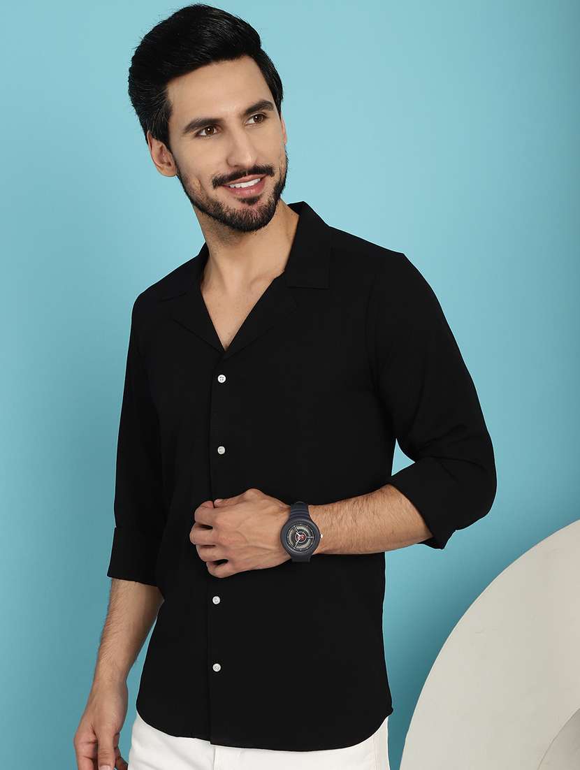 black cotton casual shirt - 20840520 -  Standard Image - 1