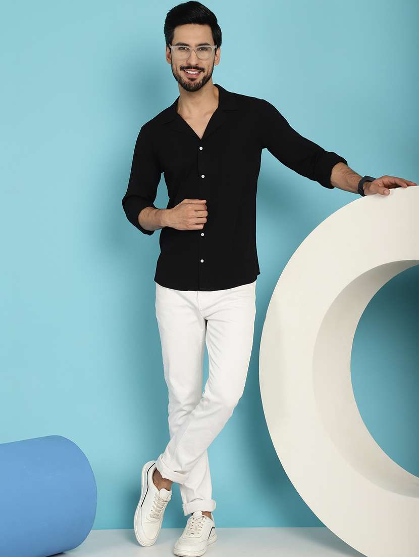 black cotton casual shirt - 20840520 -  Standard Image - 4
