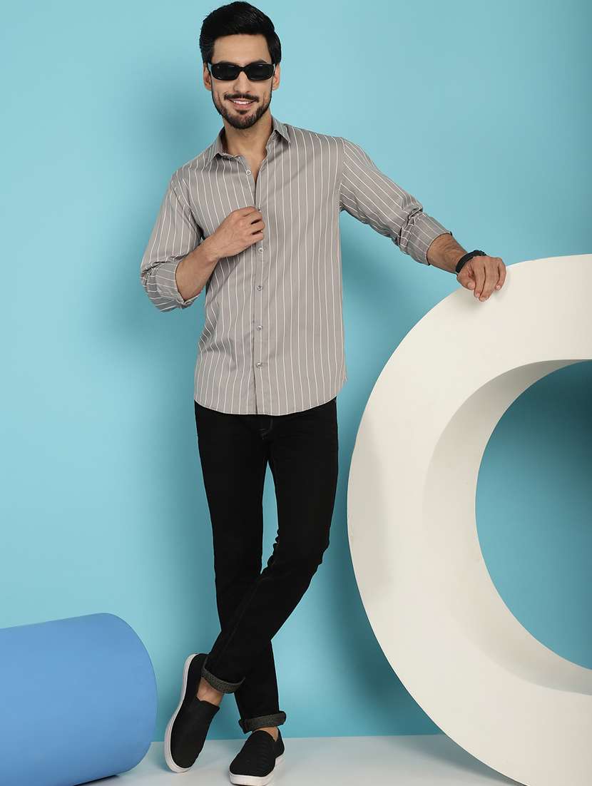 grey cotton casual shirt - 20840529 - Standard Image - 4