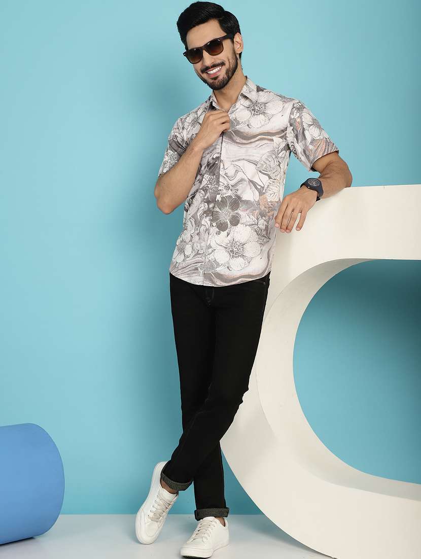 cream cotton casual shirt - 20840545 -  Standard Image - 4