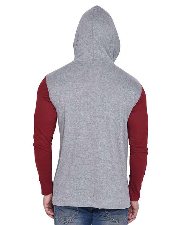 men hood neck color block casual shirt - 20840568 -  Standard Image - 1