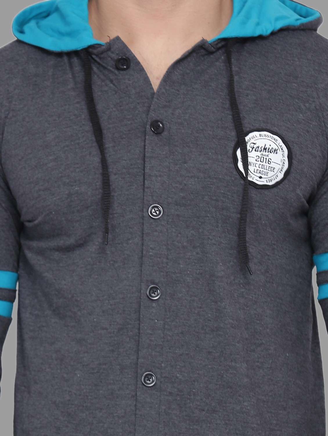 men slim fit long sleeve hooded shirt - 20840575 -  Standard Image - 4