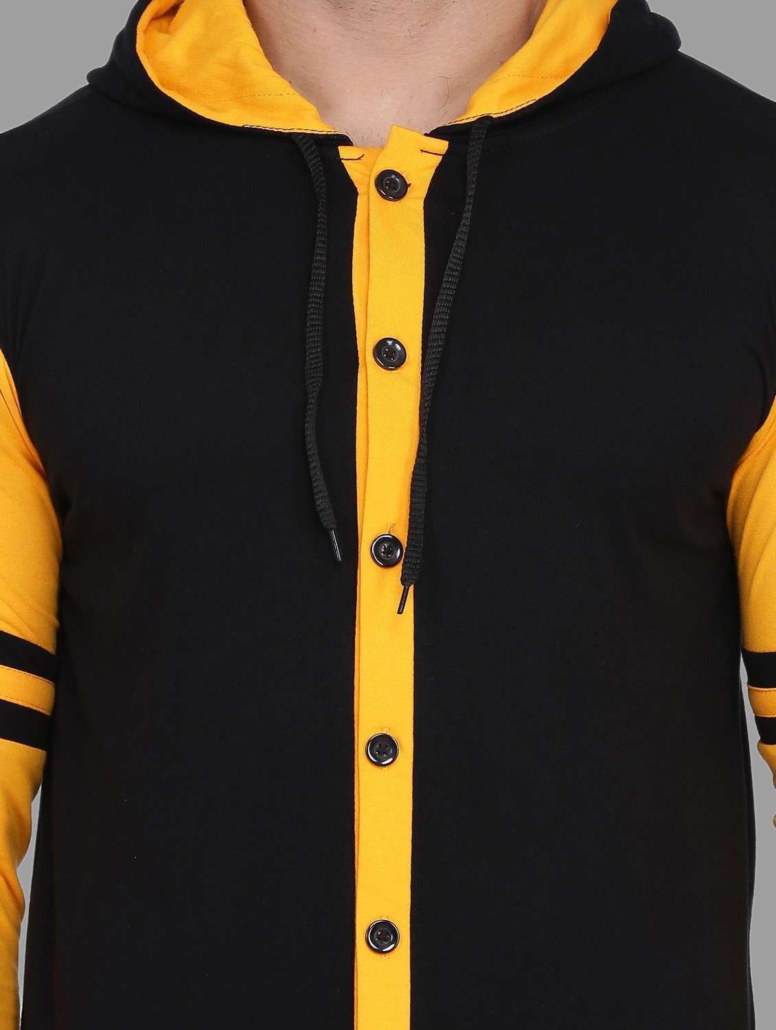 men hood neck color block casual shirt - 20840597 -  Standard Image - 4