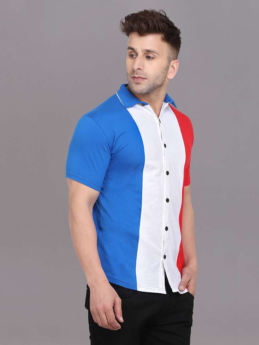 men color block cotton casual shirt - 20840648 -  Standard Image - 1
