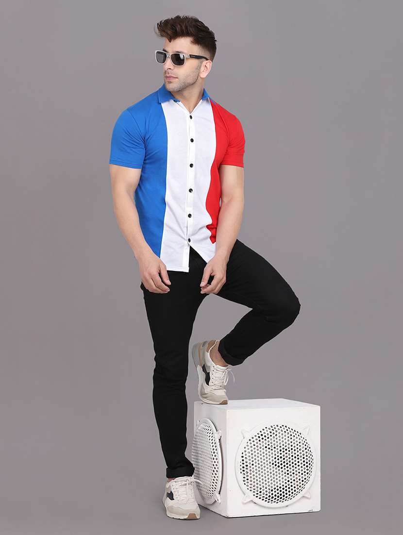 men color block cotton casual shirt - 20840648 -  Standard Image - 4