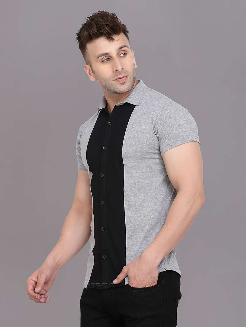 men color block cotton casual shirt - 20840651 -  Standard Image - 1