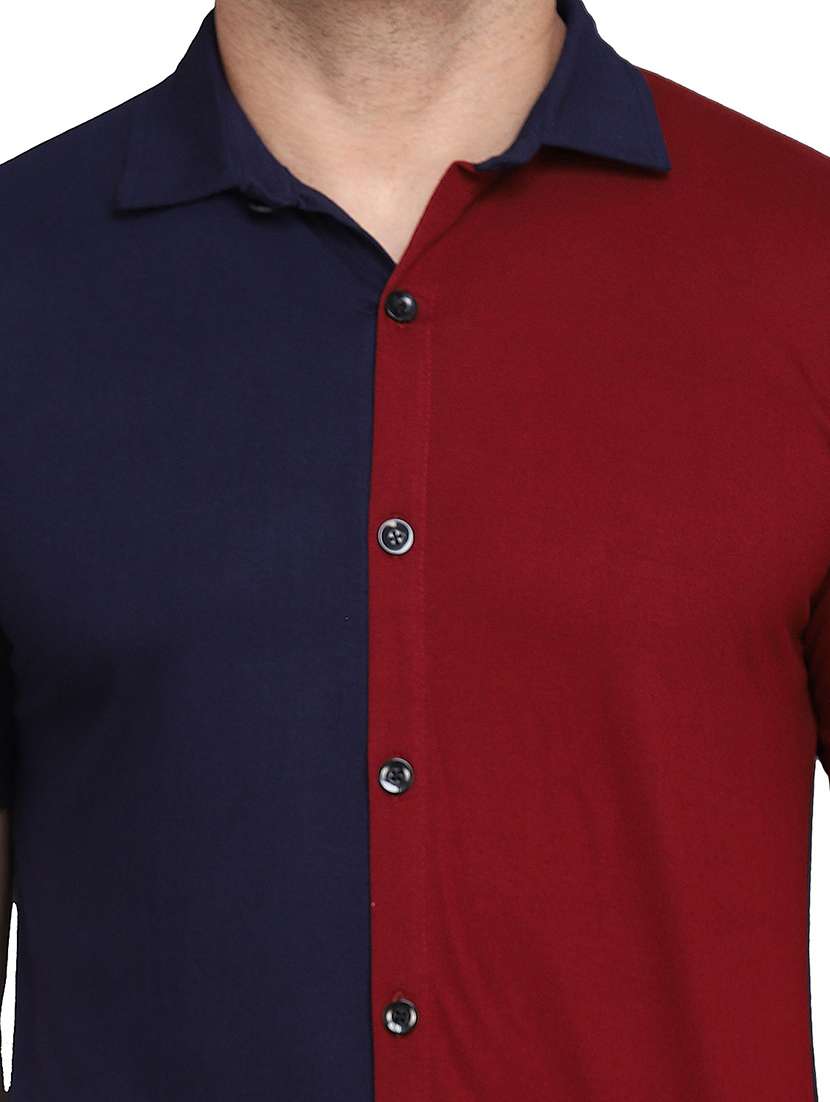 men collared color block casual shirt - 20840659 -  Standard Image - 4