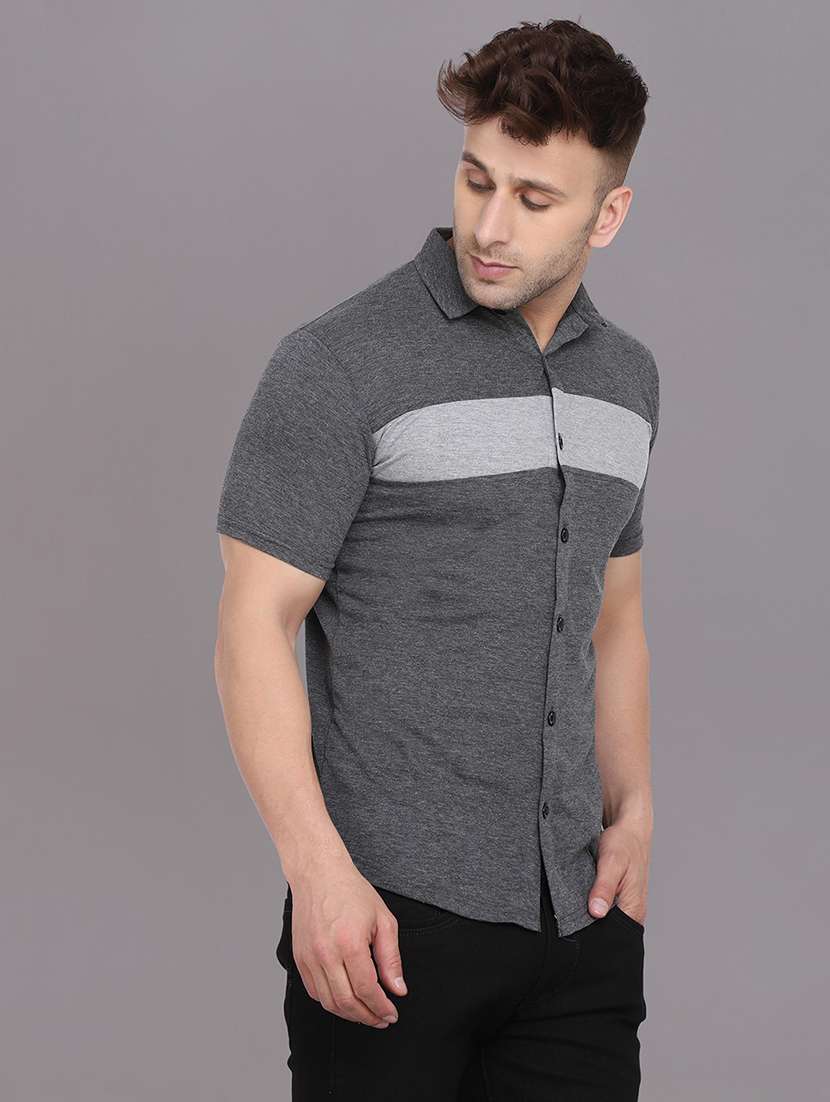 men collared color block casual shirt - 20840662 -  Standard Image - 1