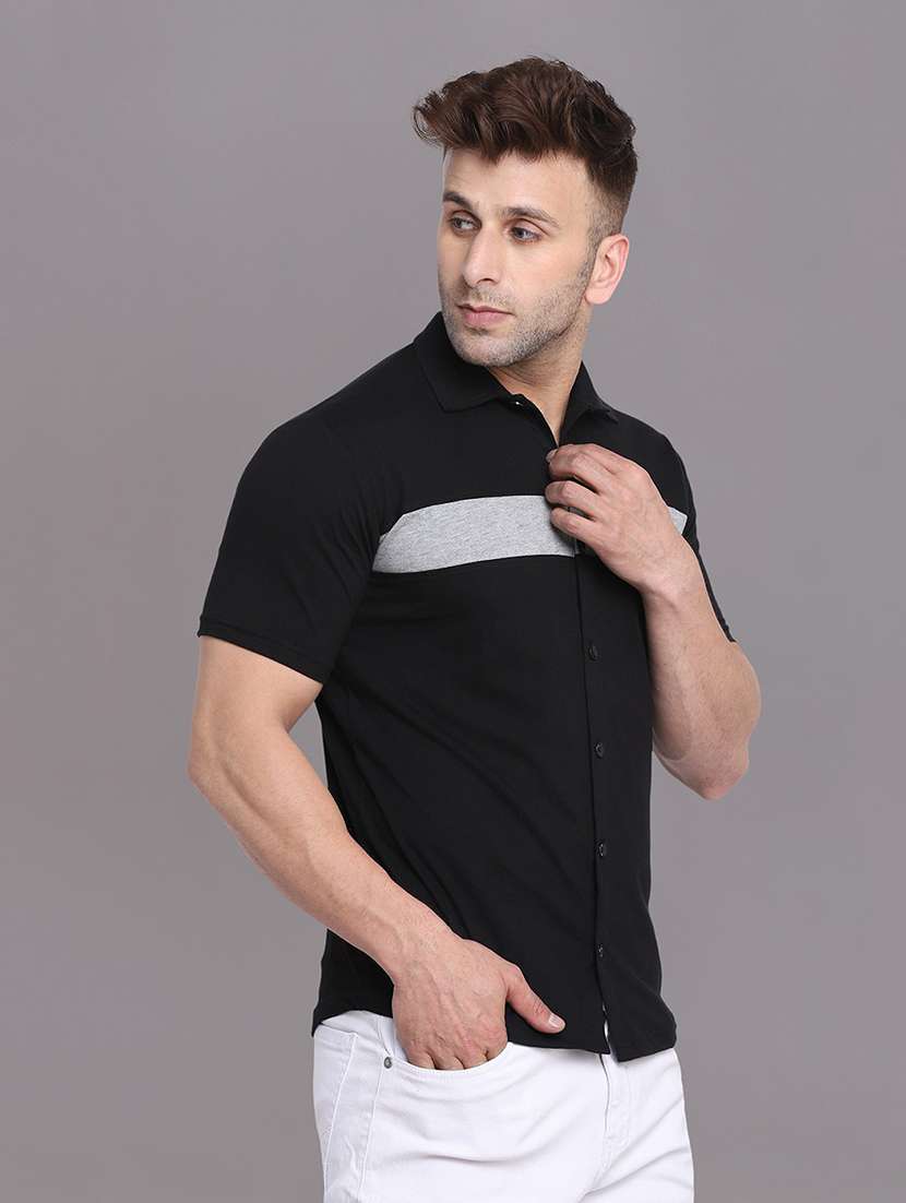 men color block cotton casual shirt - 20840665 -  Standard Image - 1