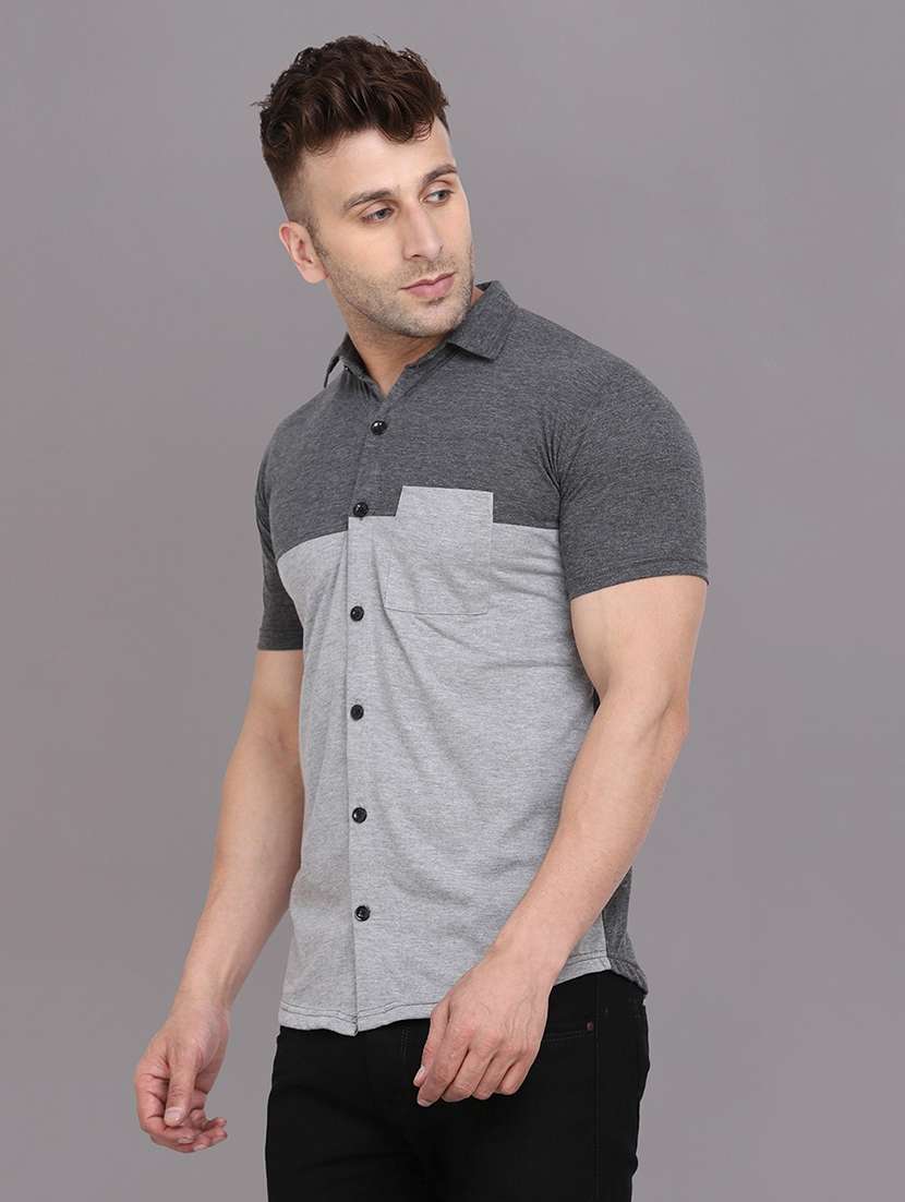 men color block cotton casual shirt - 20840673 -  Standard Image - 1