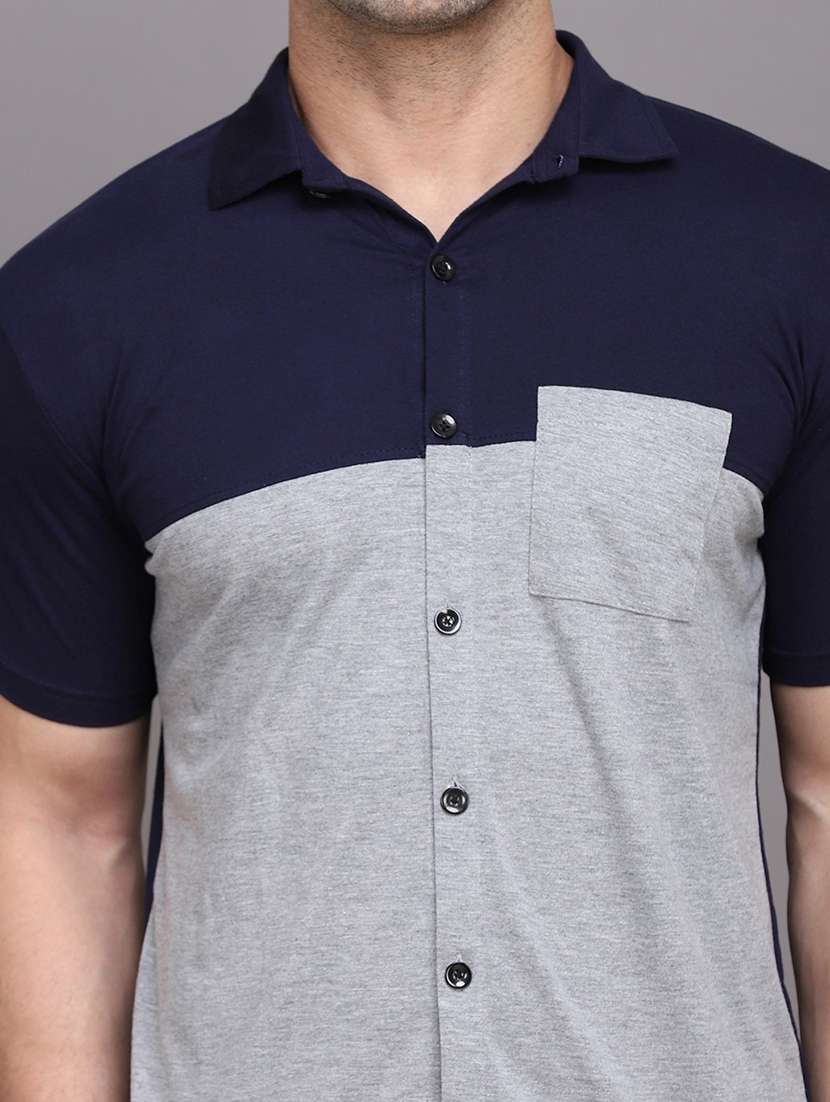 men color block cotton casual shirt - 20840675 -  Standard Image - 4