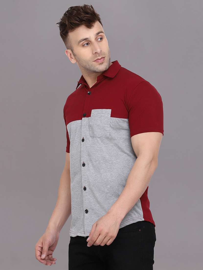 men color block cotton casual shirt - 20840676 -  Standard Image - 1