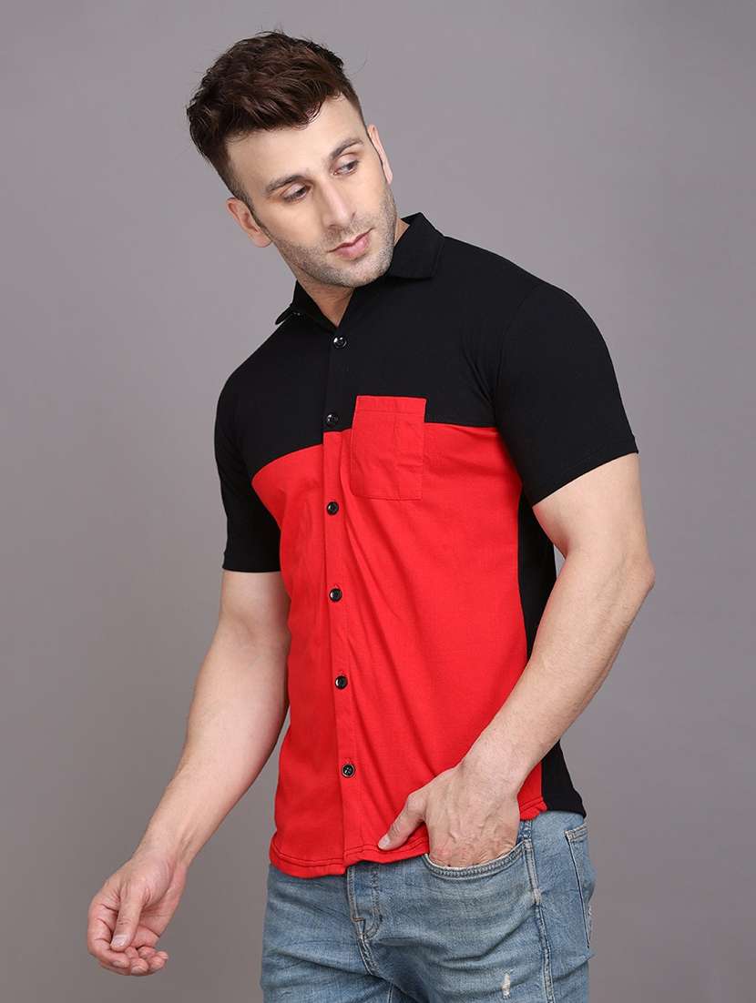 men collared color block casual shirt - 20840679 -  Standard Image - 1