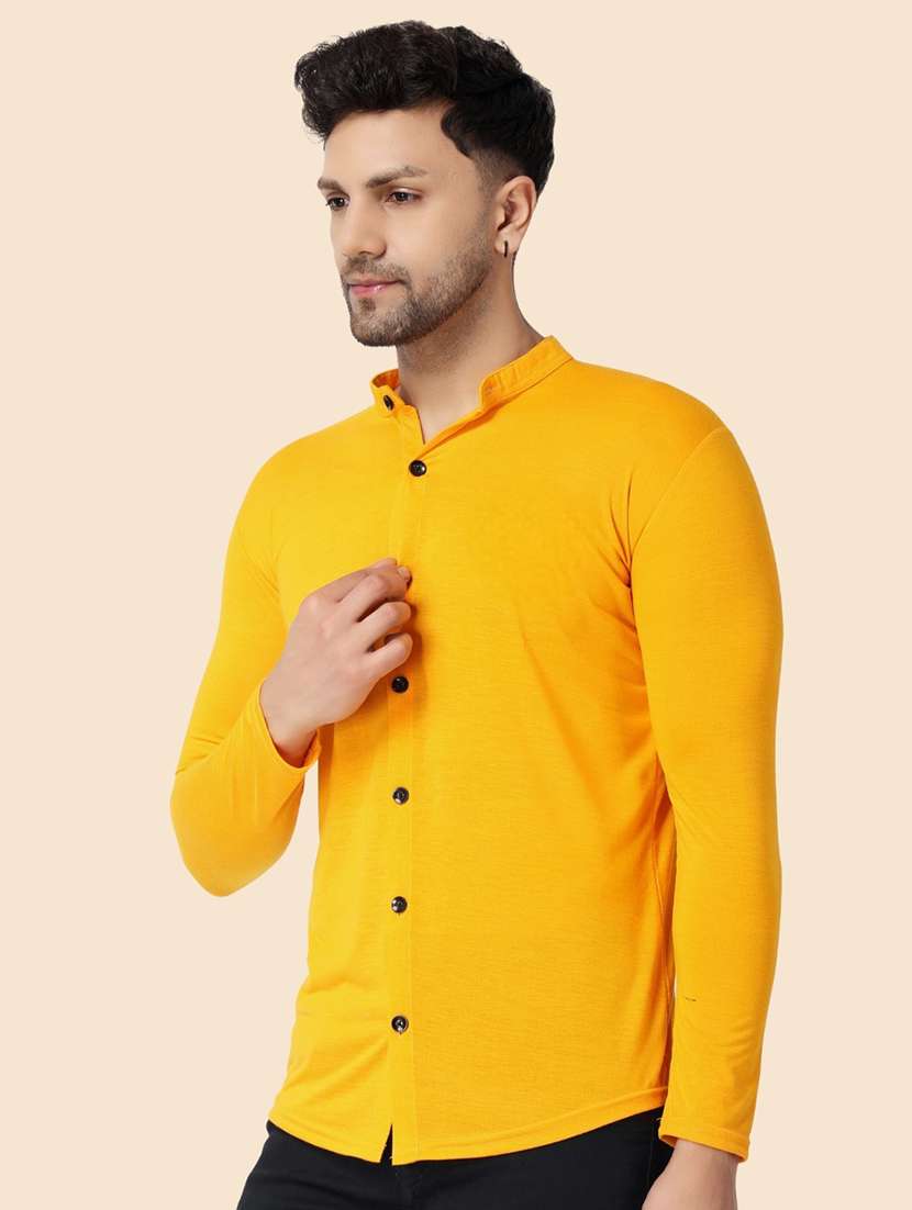 yellow cotton blend casual shirt - 20840691 - Standard Image - 1