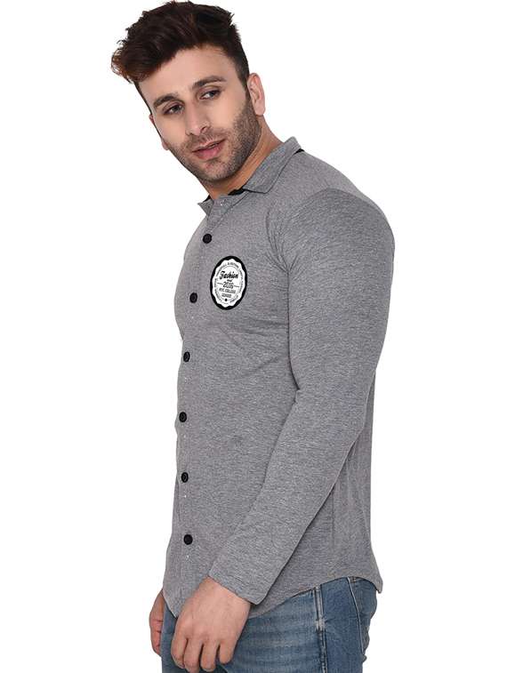 men collared placement printed casual shirt - 20840694 -  Standard Image - 1