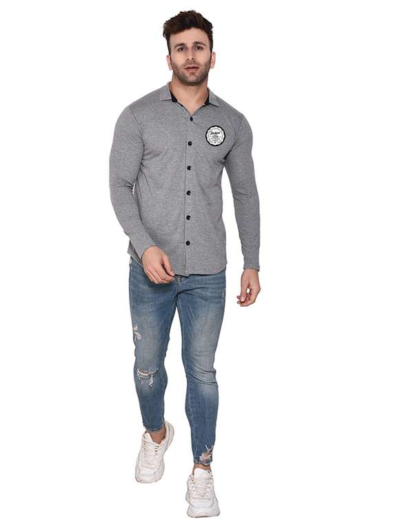 men collared placement printed casual shirt - 20840694 -  Standard Image - 4