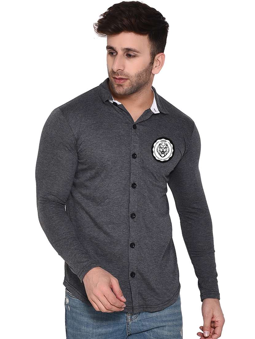 men collared placement printed casual shirt