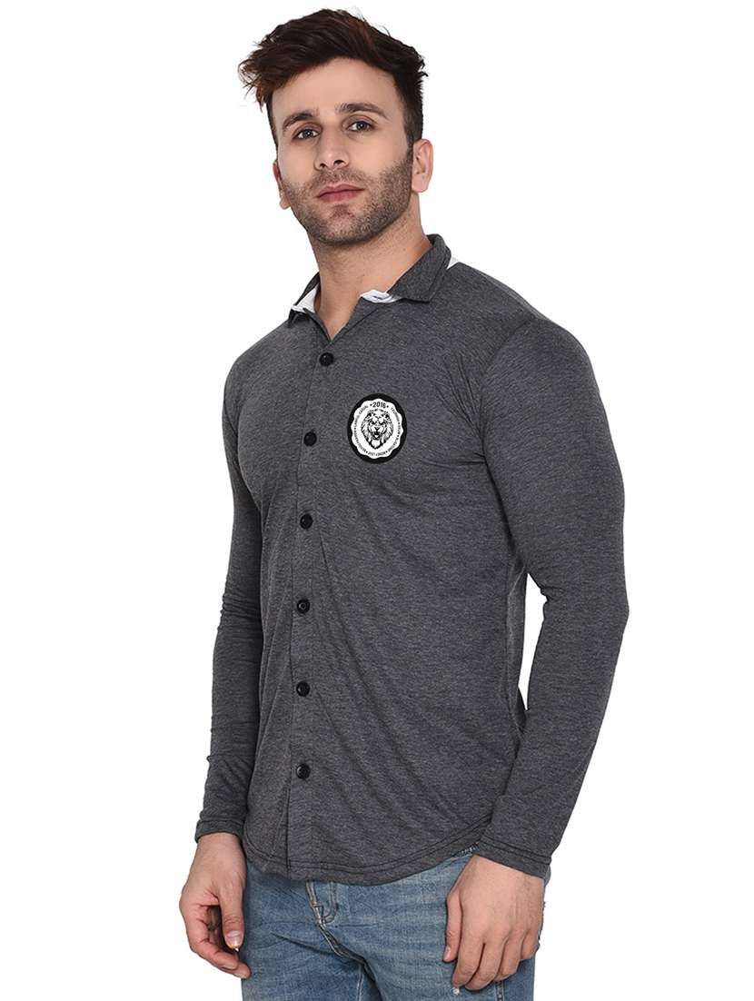 men collared placement printed casual shirt - 20840713 -  Standard Image - 1