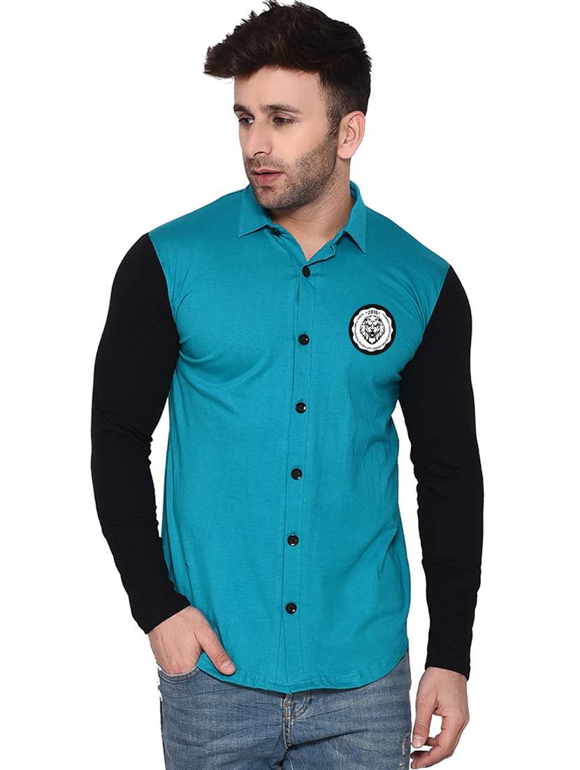 men color block cotton casual shirt