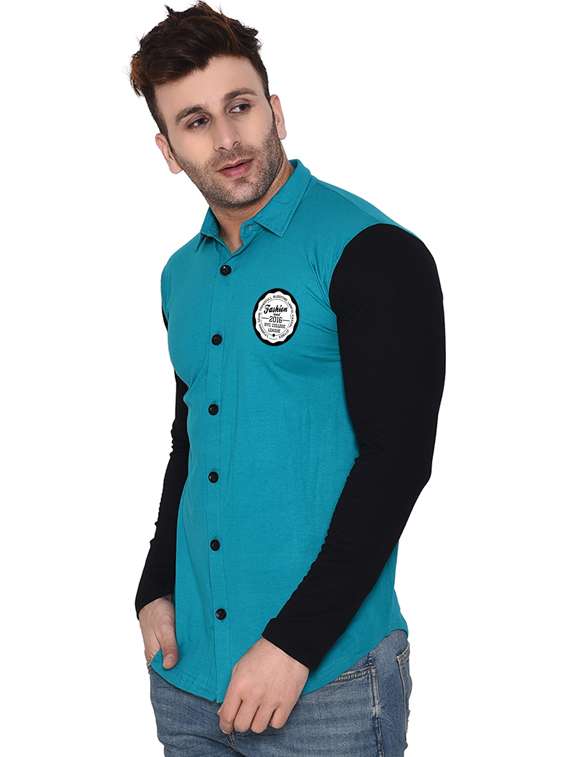 men color block cotton casual shirt - 20840739 -  Standard Image - 1