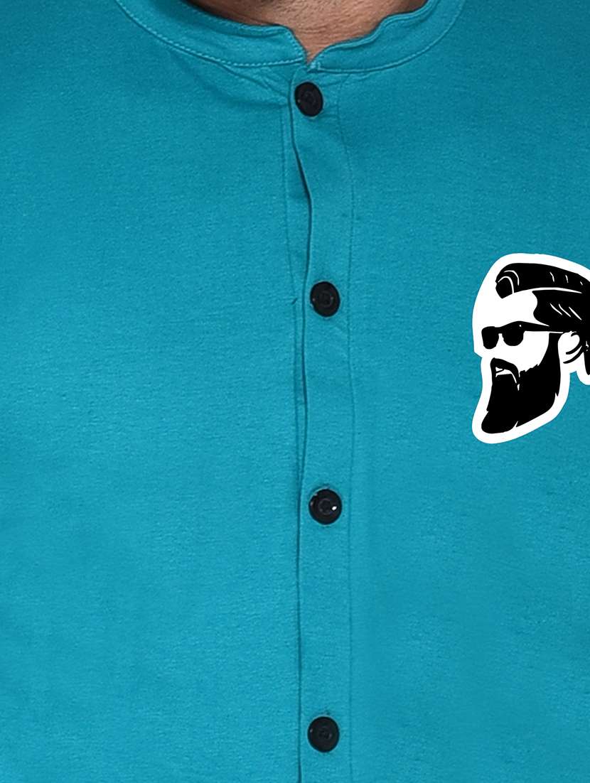 men mandarin neck color block casual shirt - 20840758 -  Standard Image - 4