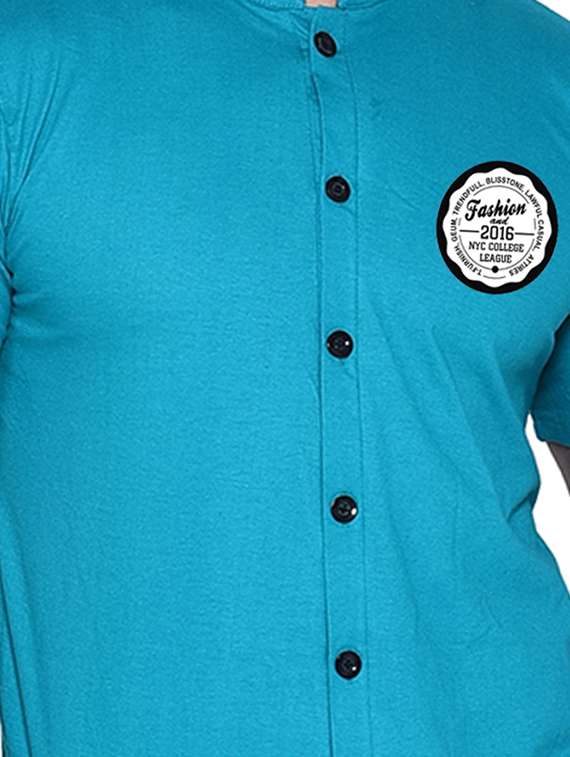 men mandarin neck placement printed casual shirt - 20840767 -  Standard Image - 4