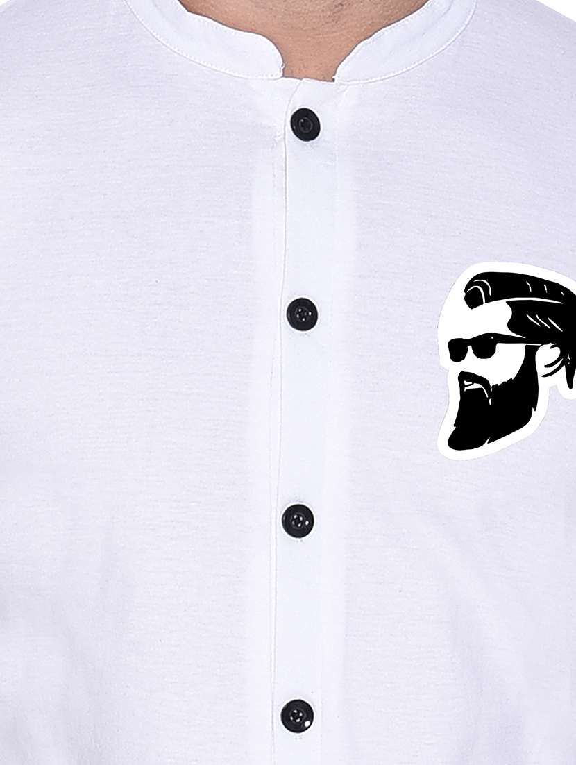 men mandarin neck placement printed casual shirt - 20840785 -  Standard Image - 4