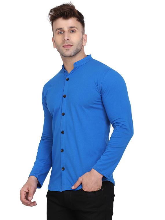 men mandarin neck solid casual shirt - 20840909 - Standard Image - 1